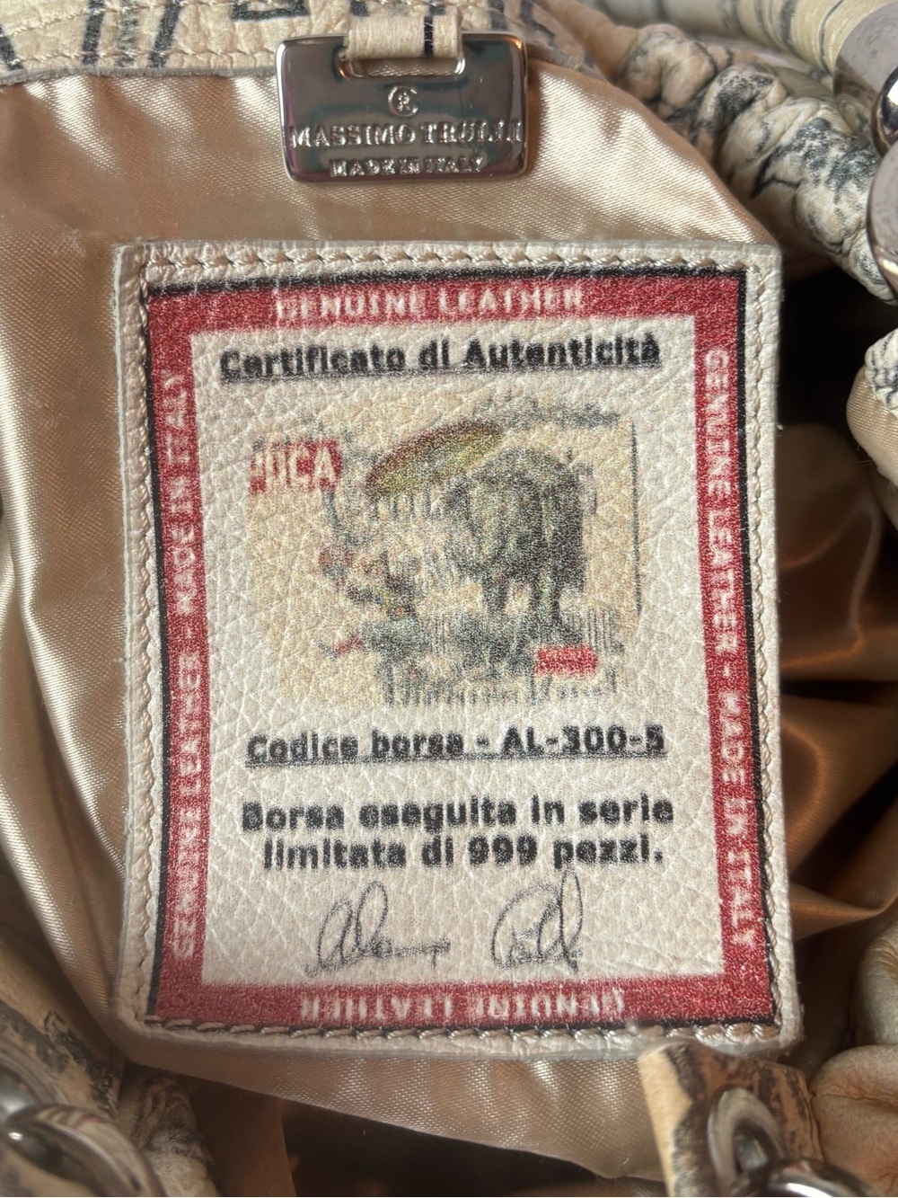 Massimo Trulli Circus Elephant Graphic Print Leather Shoulder Bag Limited Edit - Picture 9 of 11